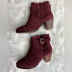 🆕Diba Women's Ankle Bootie Size 8 Stitch Fix Burgundy Buckle Detail Casual Boots